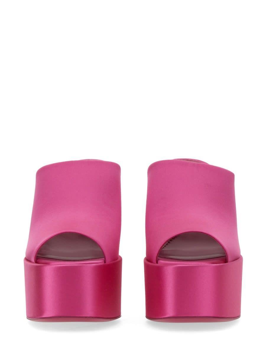 PARIS TEXAS 130mm Sasha Satin Mules In Fuchsia Product Image