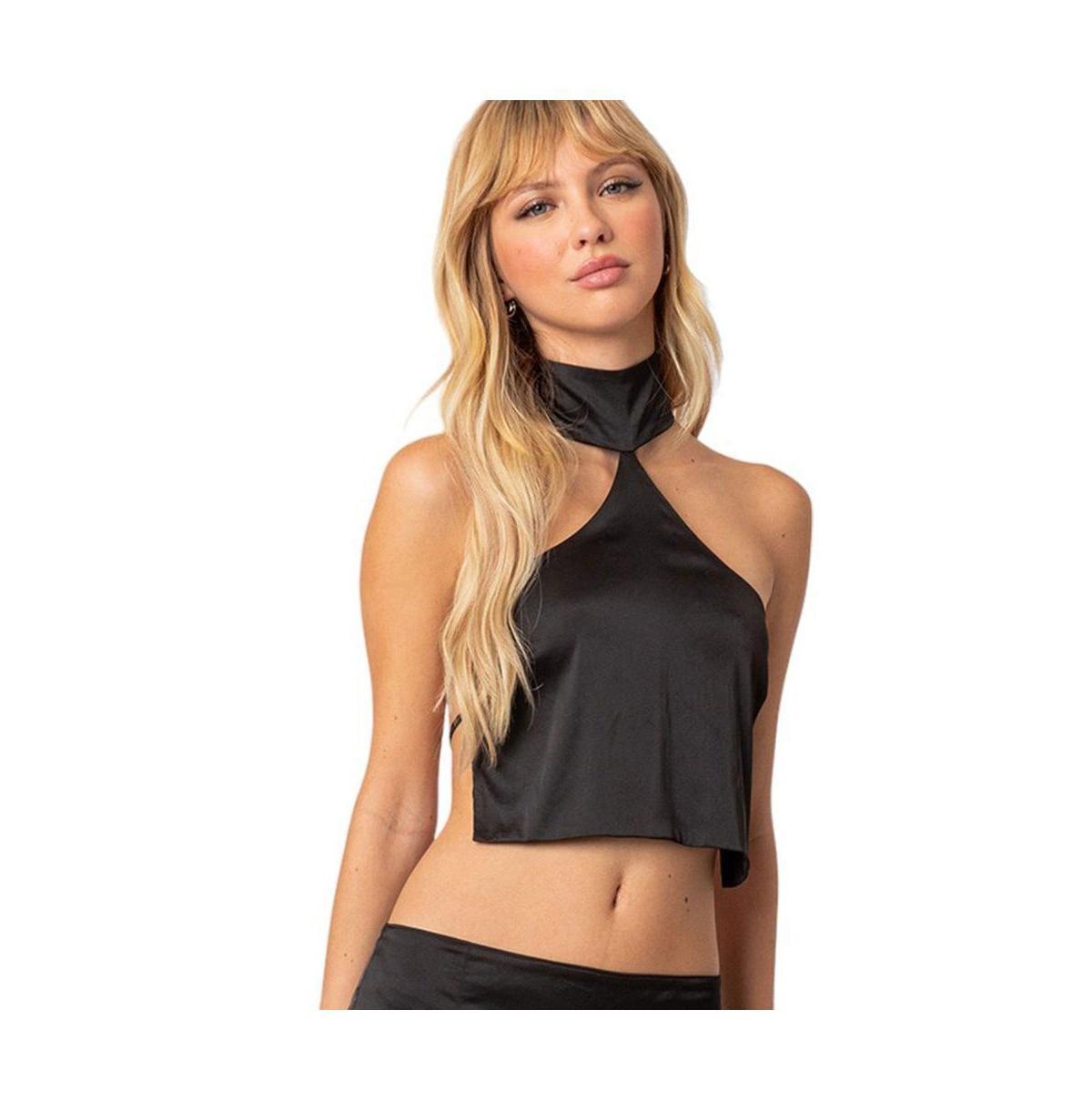 Womens Daina Satin Open-Back Crop Top Product Image