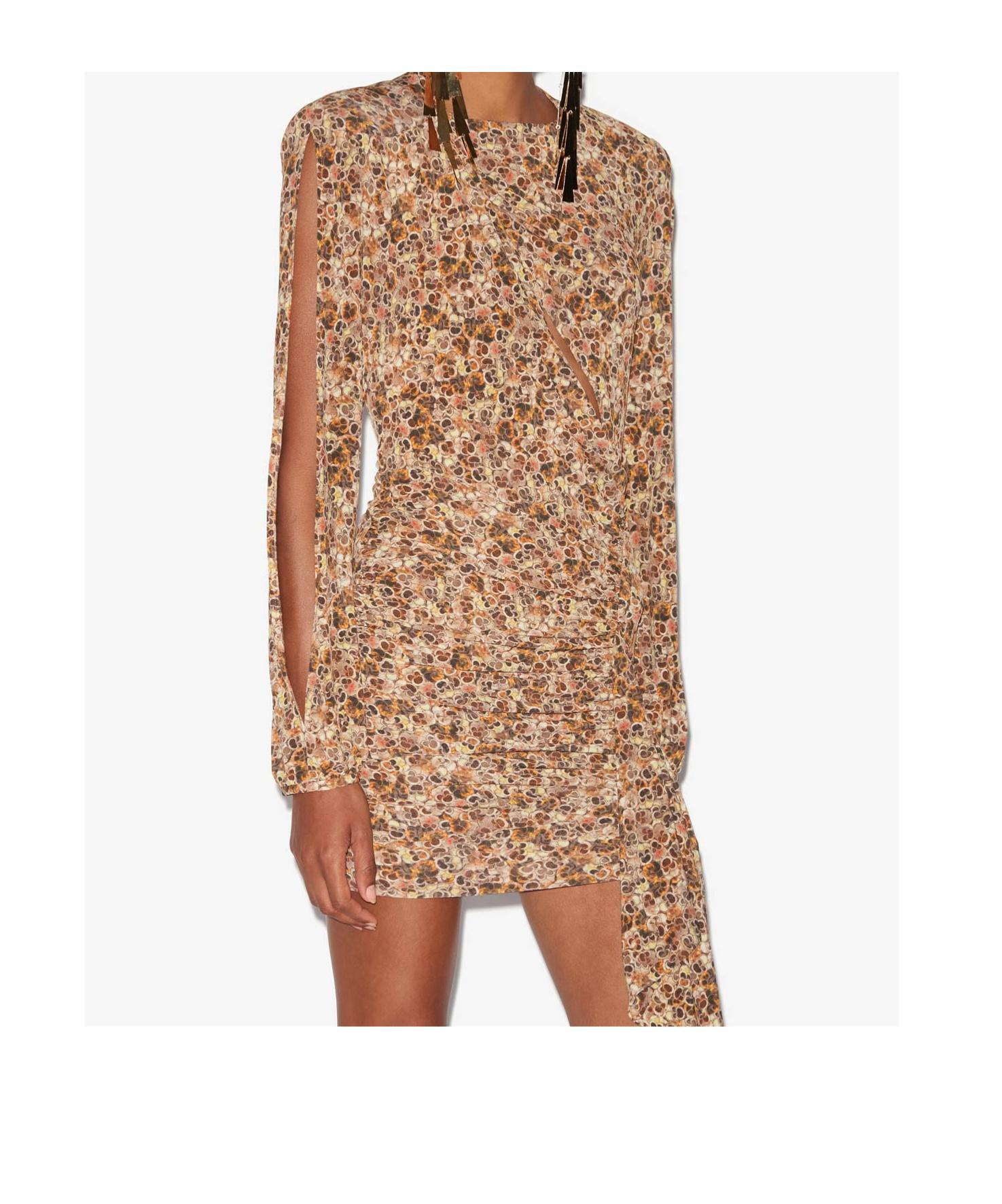 ISABEL MARANT Vinia Printed Knitted Pleated Dress In Nude Product Image