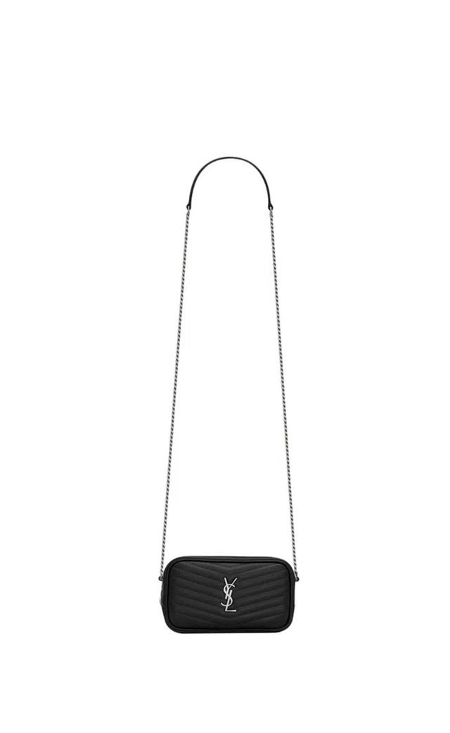 SAINT LAURENT Mini Lou Black Calfskin Leather Crossbody Handbag For Women Ss24 In Nero Product Image