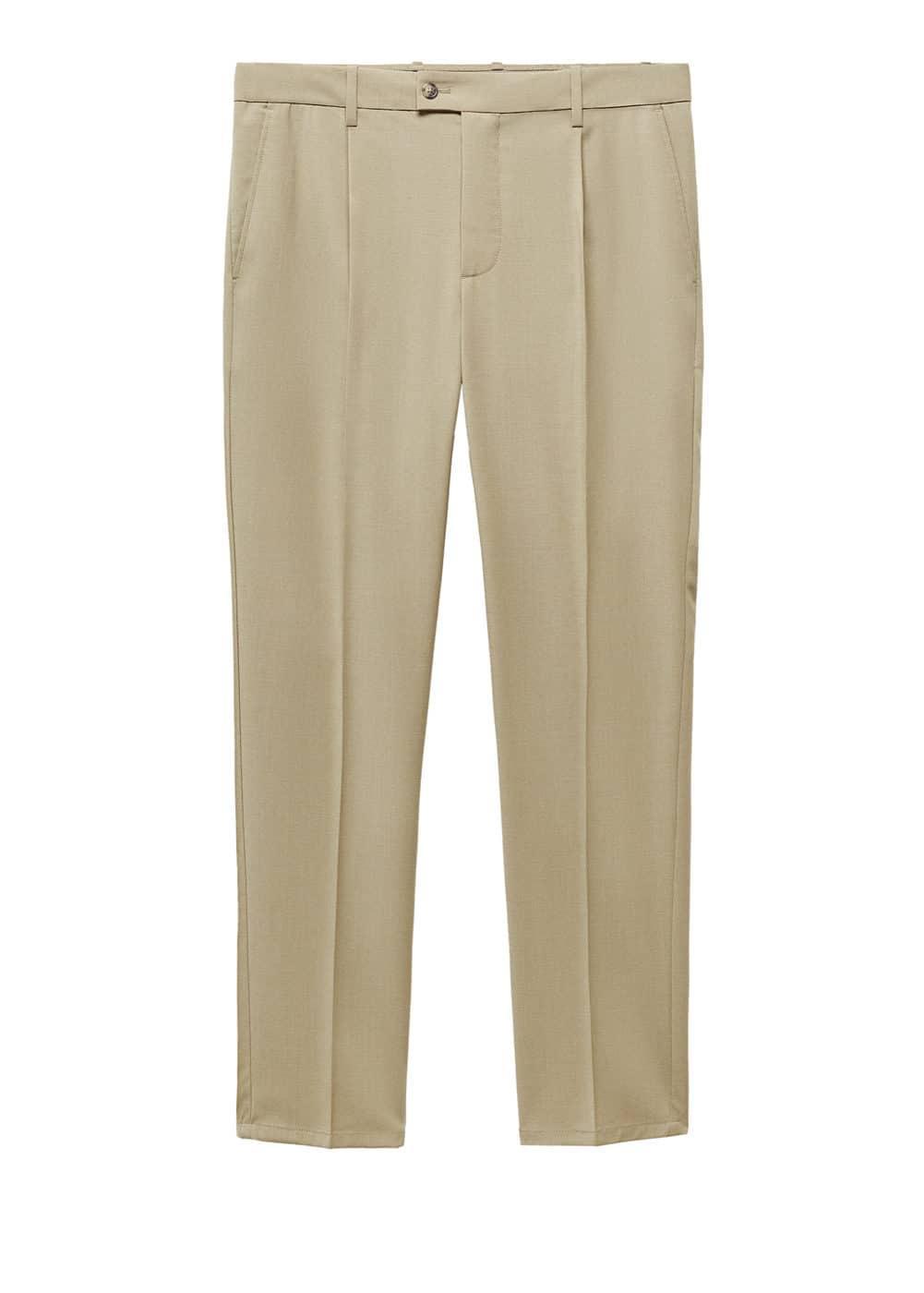 MANGO MAN - Pleat detail wool pants beigeMen Product Image