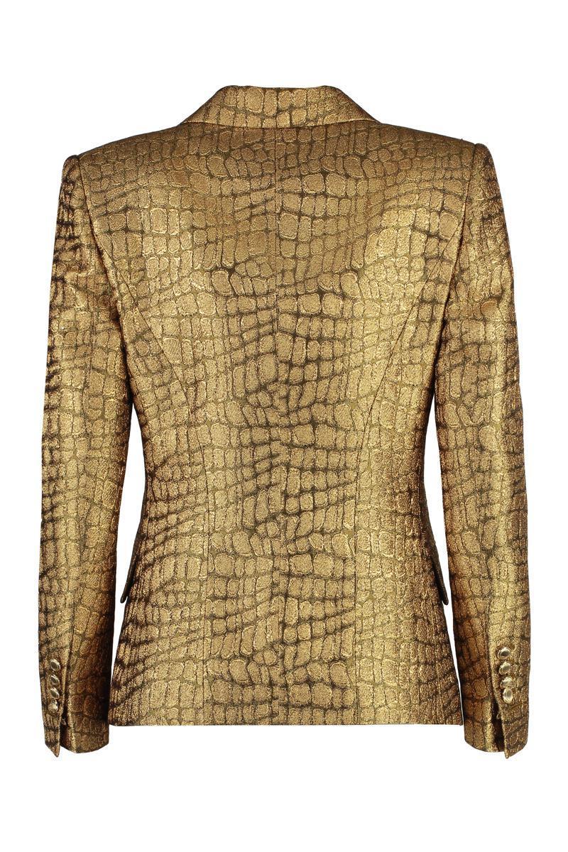 TOM FORD Metallic Croc-jacquard Single-breasted Blazer Jacket In Animalier Product Image