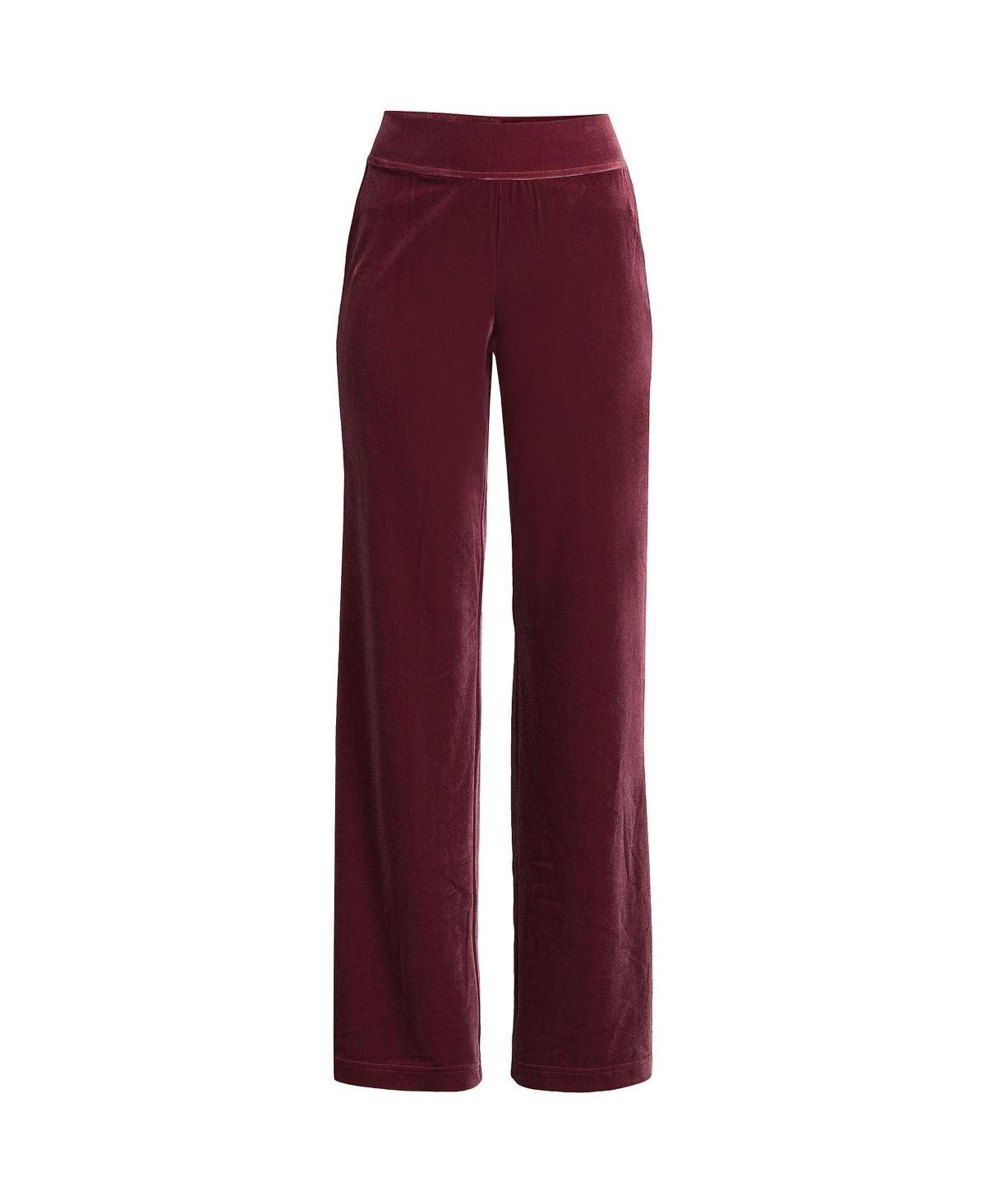 Plus Size Lands End Starfish Velvet High Rise Wide Leg Pull On Pants, Womens Red Product Image