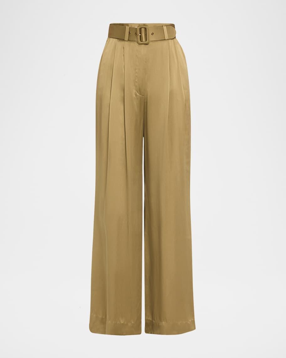 Belted Silk Tuck Pants Product Image