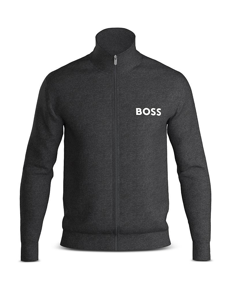 Boss Ease Cotton Logo Print Full Zip Jacket Regular Fit Product Image