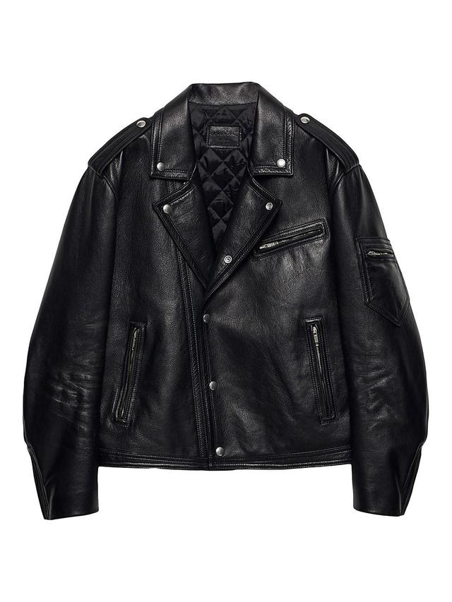 Womens Leather Biker Jacket Product Image