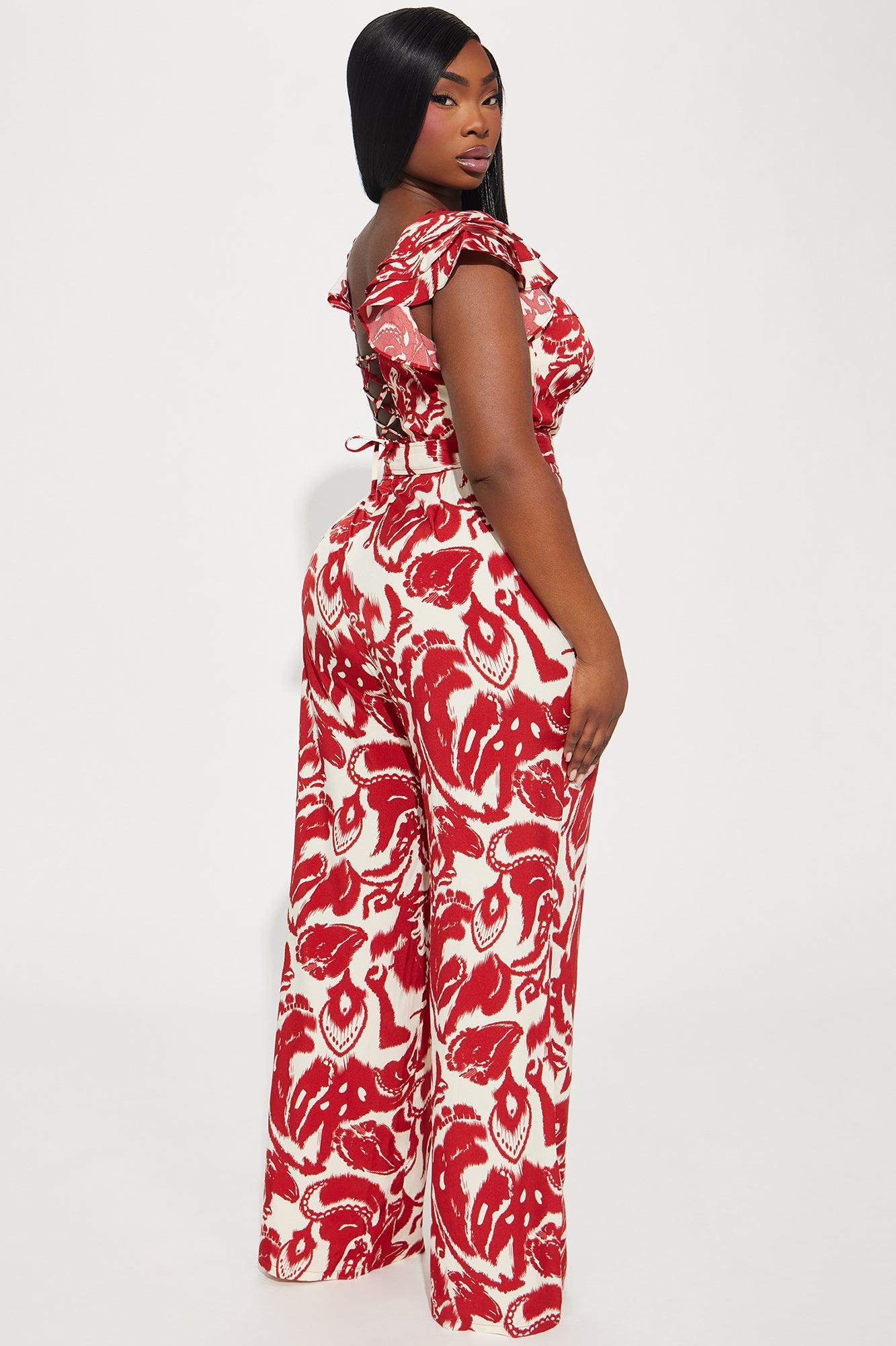 Tulum Sunsets Jumpsuit - Red/combo Product Image