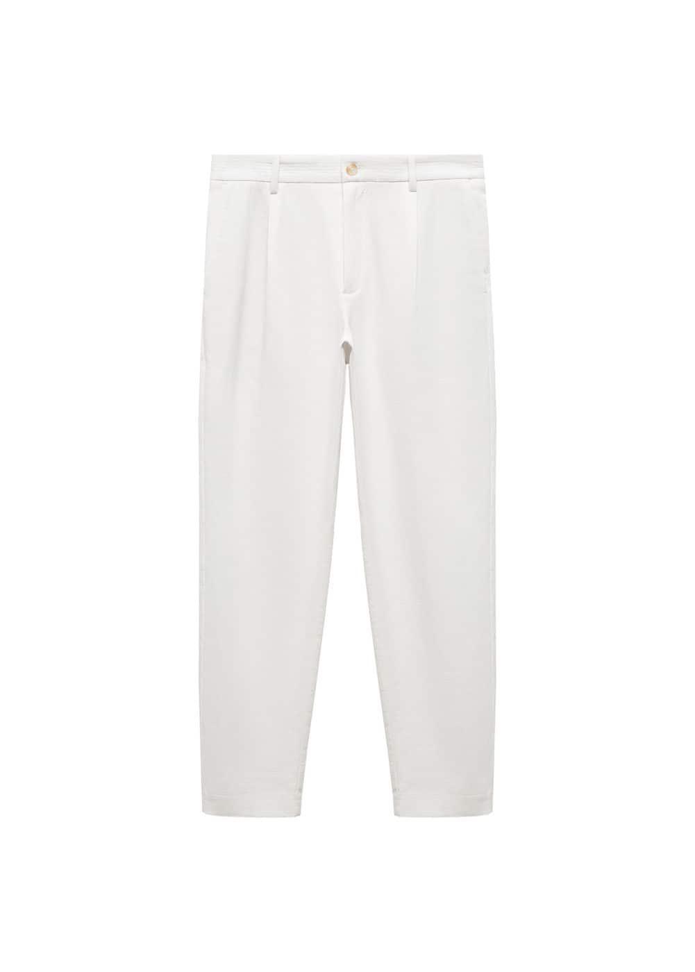 MANGO MAN - Embroidered pleated cotton pants off whiteMen Product Image