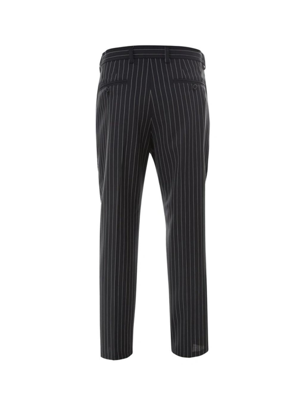 Pinstripe Drawstring Trousers In Black Product Image