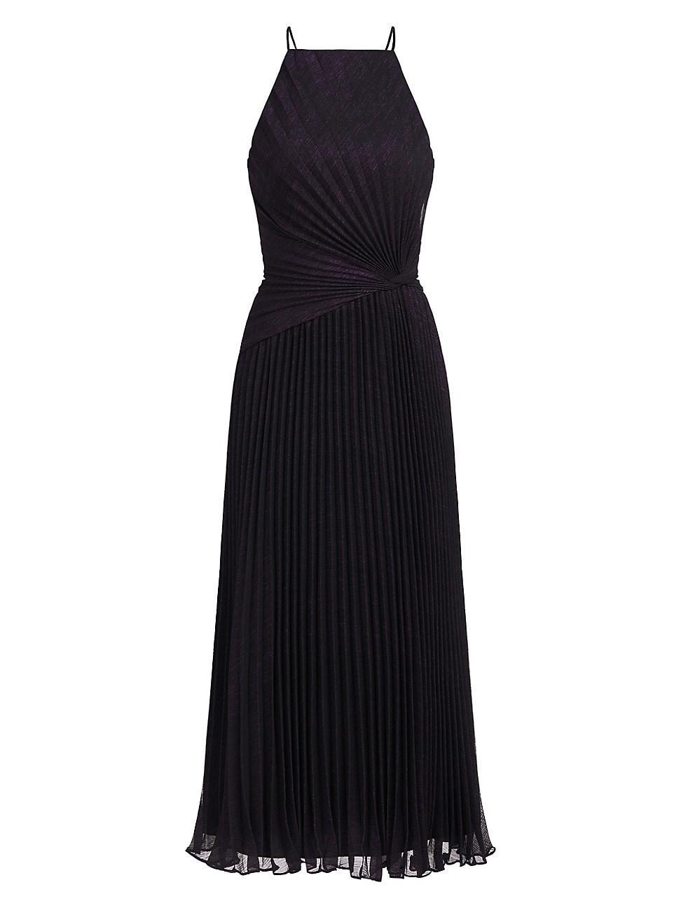 Womens Serenity Halter Pleated Midi-Dress Product Image