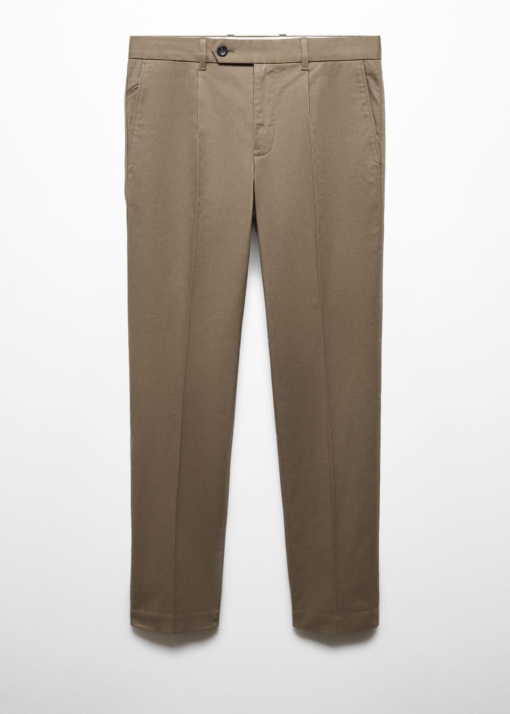 Mango Mens Slim-Fit Cotton Pleated Pants Product Image