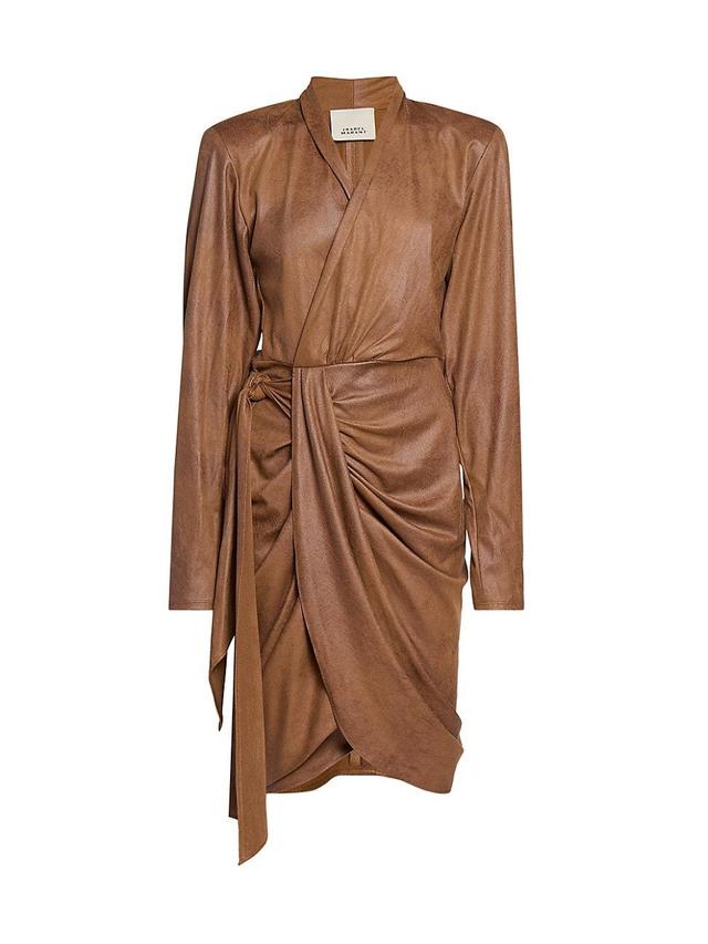 Womens Aleora Draped Faux Leather Wrap Dress Product Image