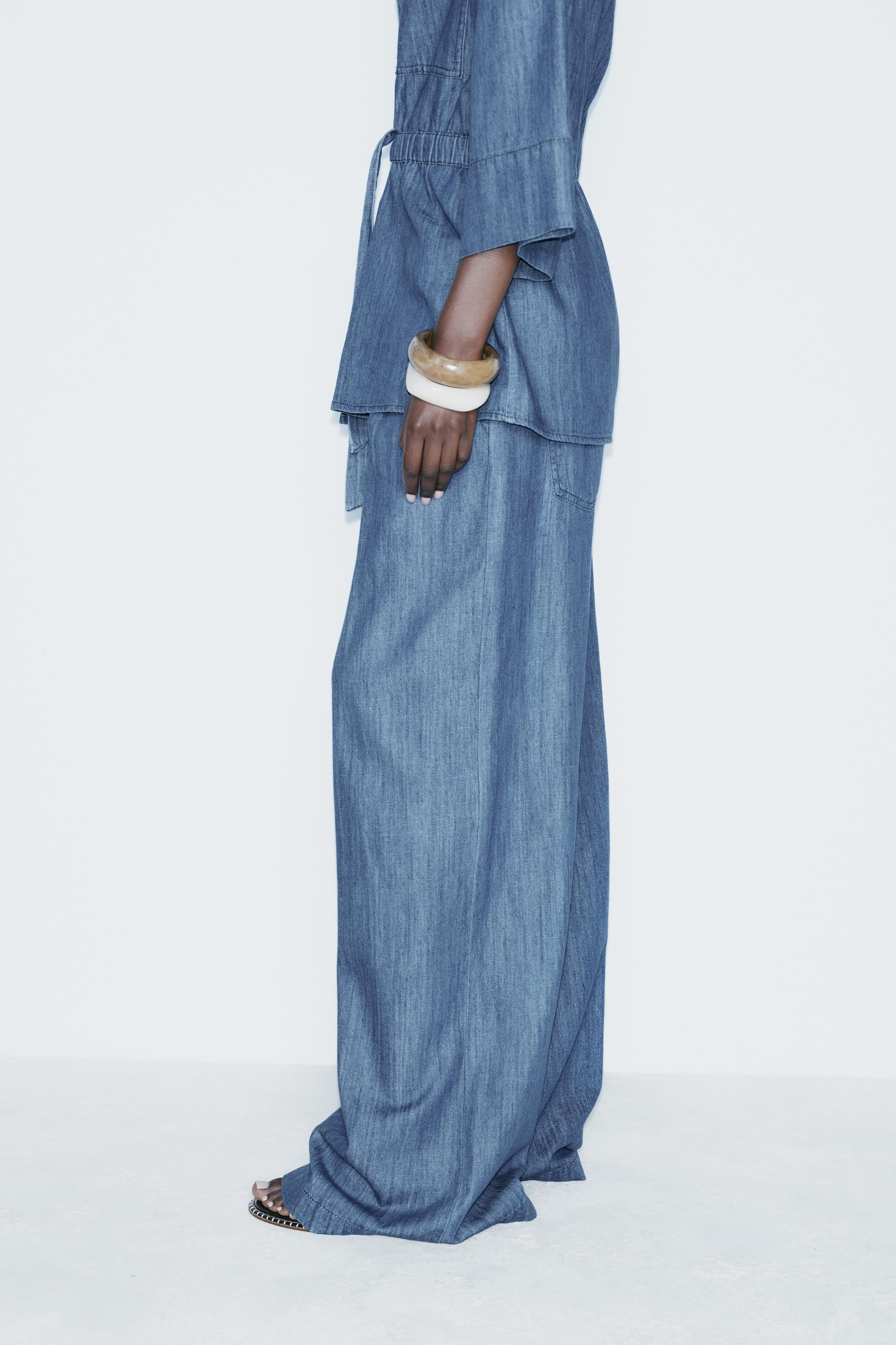 Z1975 FLOWY WIDE LEG DENIM PANTS Product Image