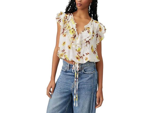 Free People Naya Printed Top (Ivory Combo) Women's Clothing Product Image