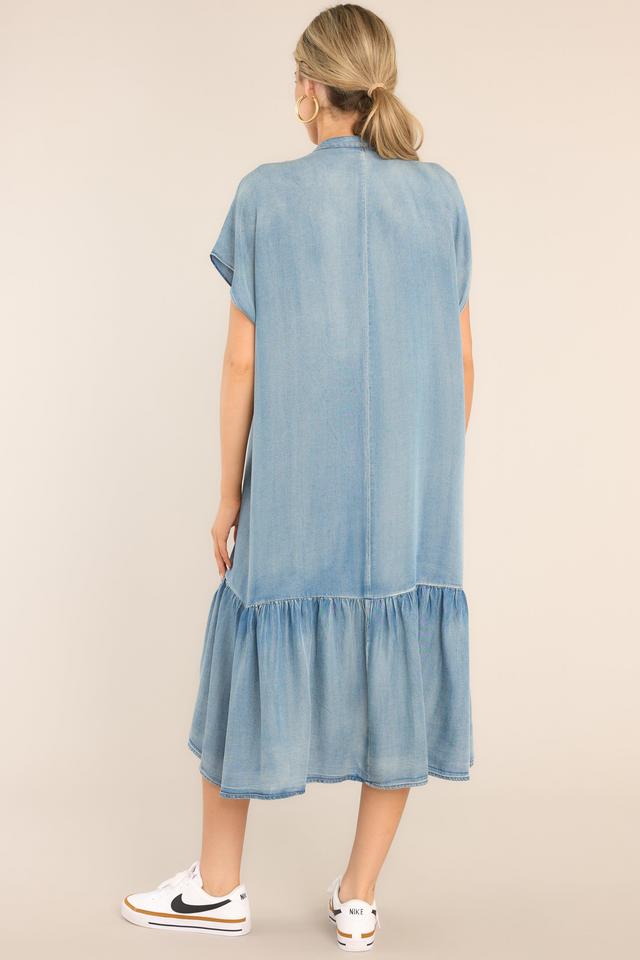 Another Crush Chambray Midi Shirt Dress Blue Product Image