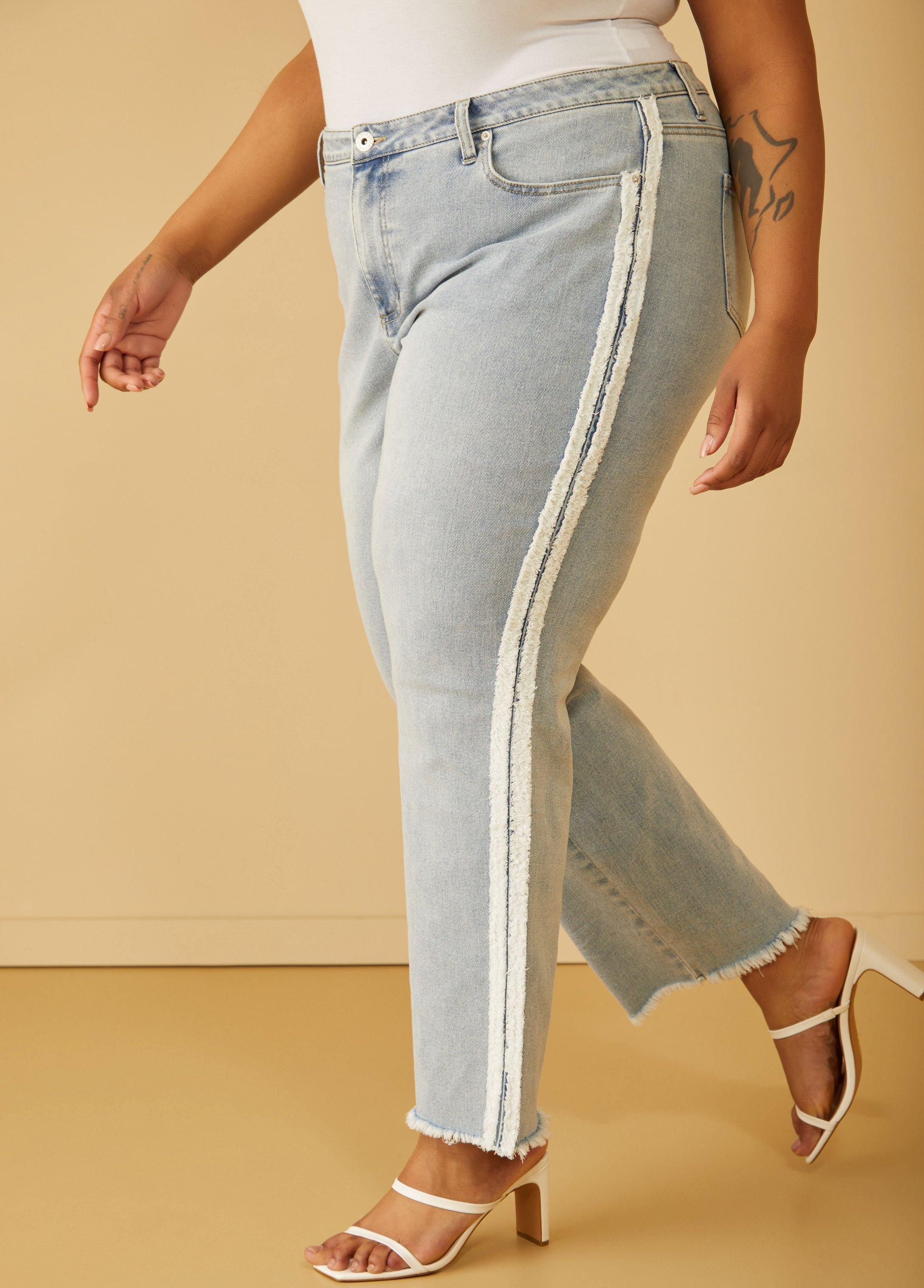 Frayed Straight Leg Jeans Product Image