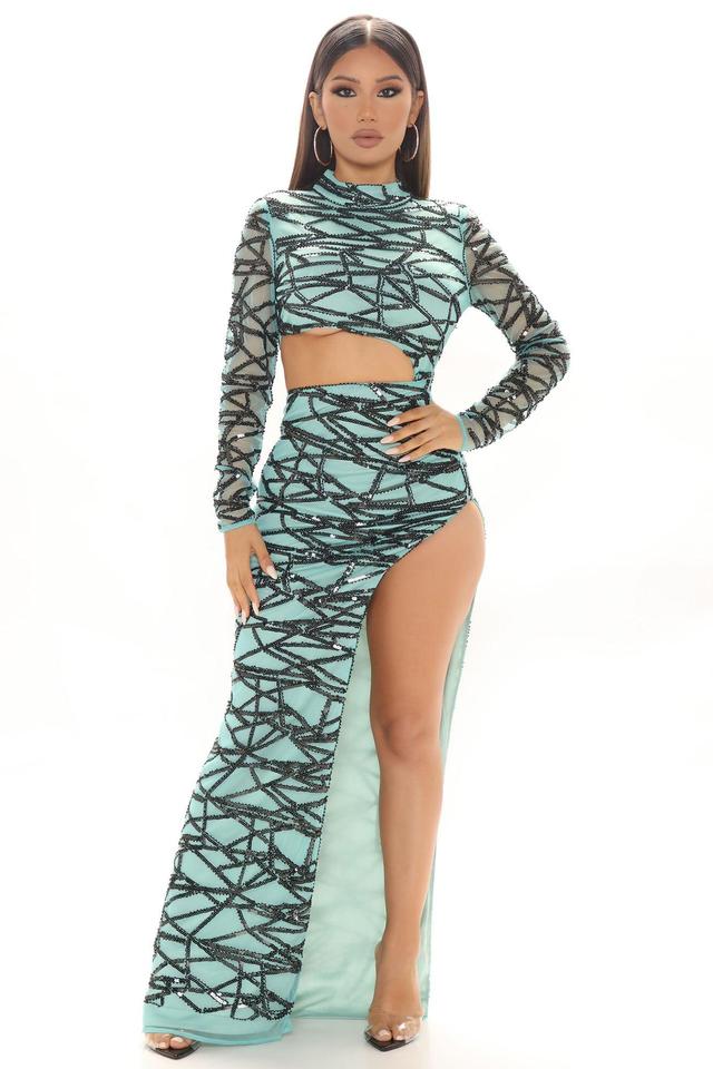 No Mistakes Made Sequin Maxi Dress - Mint/combo Product Image