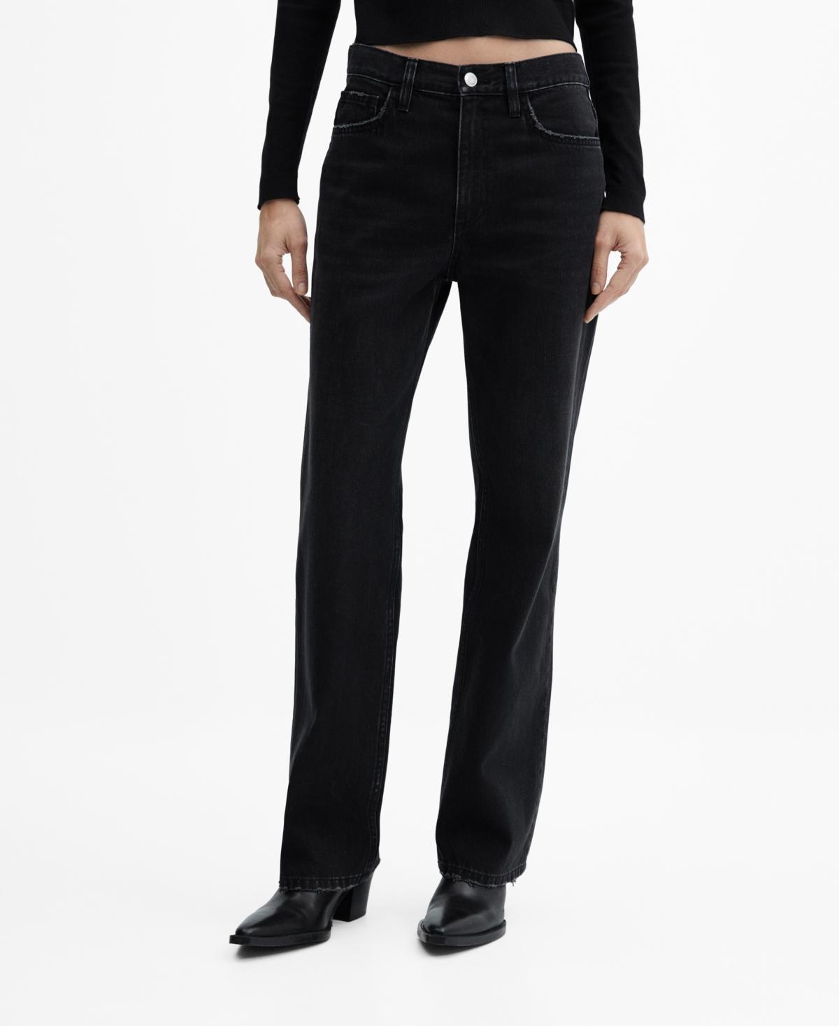 Mango Womens Mid-Rise Straight Jeans Product Image