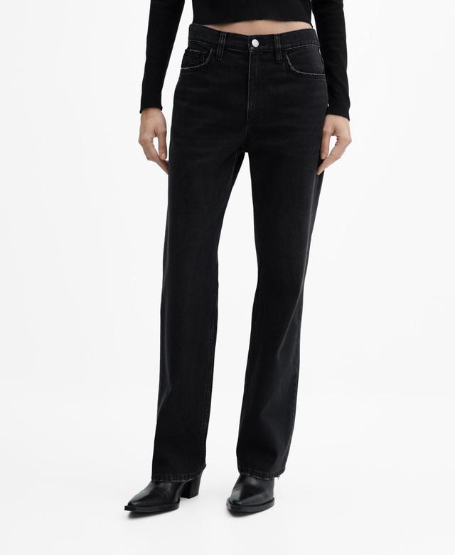 MANGO - Mid-rise straight jeans black denimWomen Product Image