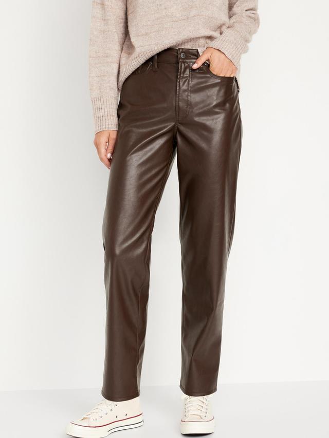 High-Waisted OG Loose Faux-Leather Pants Product Image