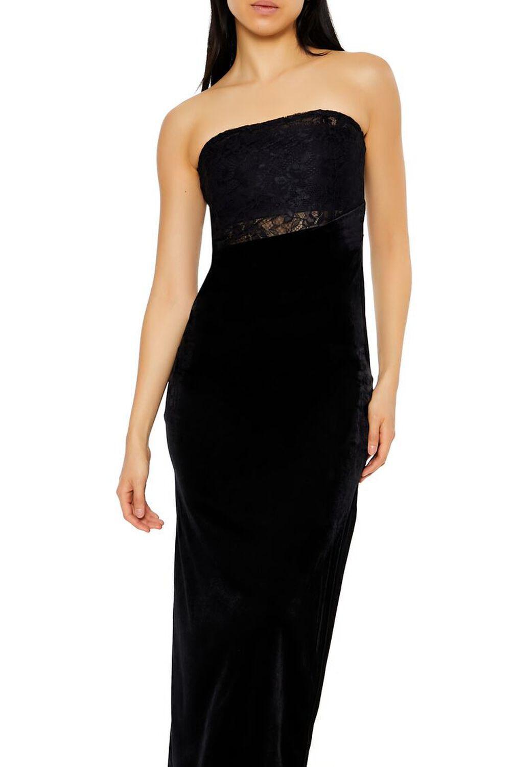 Strapless Velour Lace Midi Dress | Forever 21 Product Image