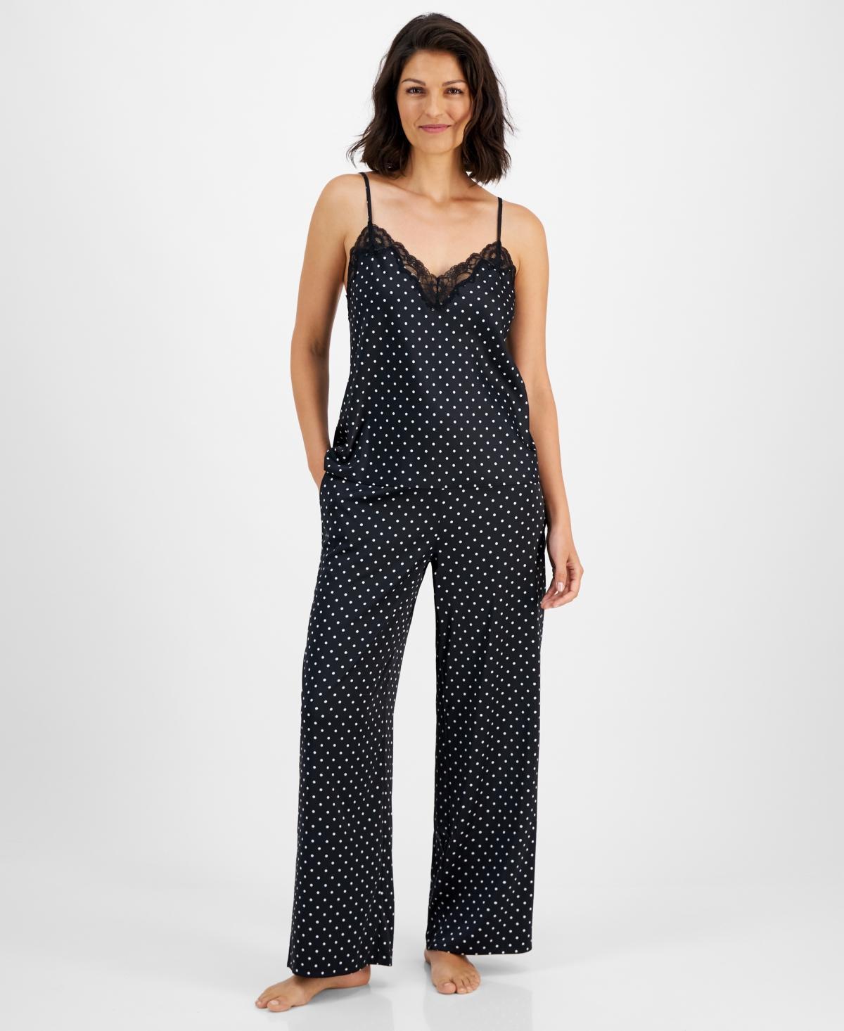 I.n.c. International Concepts Womens Lace-Trim Dotted Tank Top & Pajama Pants Set, Created for Macys Product Image