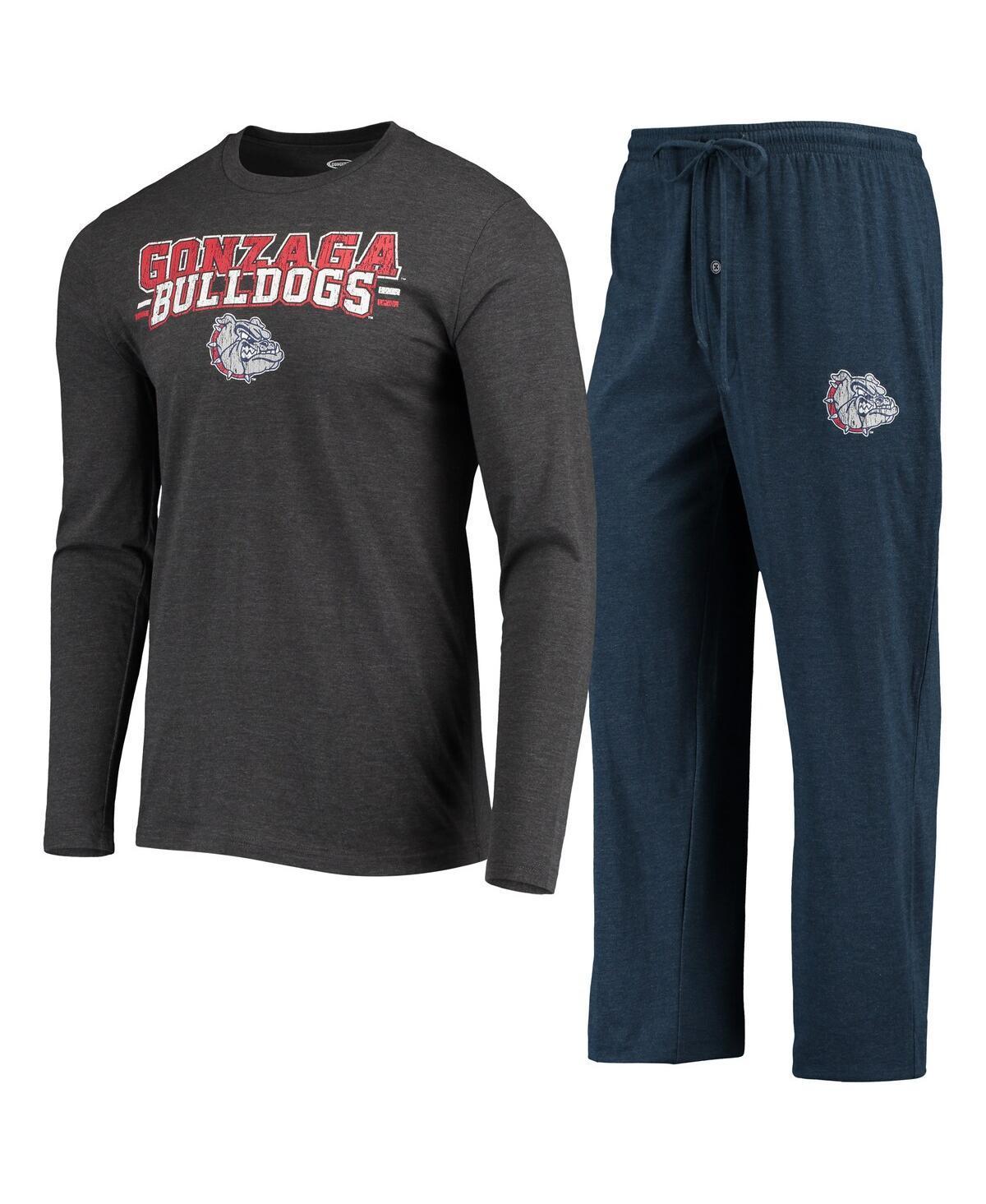 Mens Concepts Sport Navy Distressed Gonzaga Bulldogs Meter Long Sleeve T-shirt and Pants Sleep Set - Navy Product Image