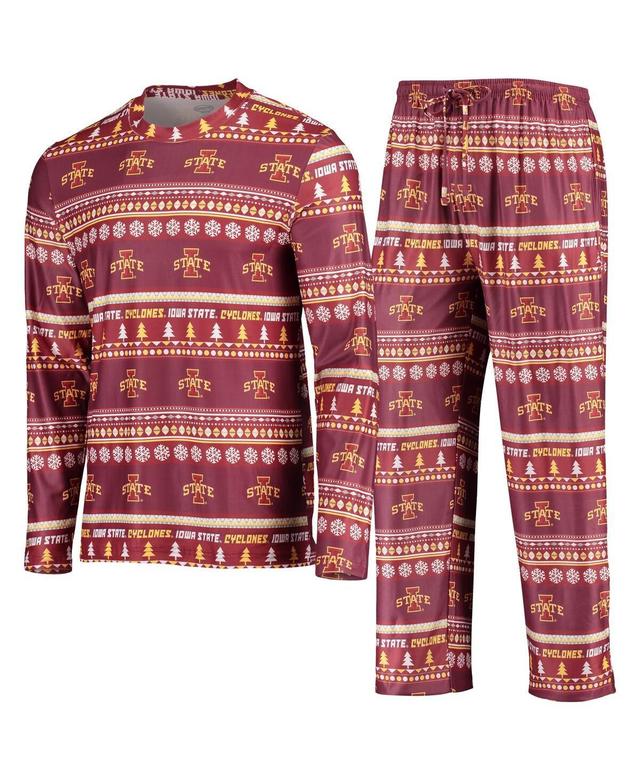 Mens Concepts Sport Cardinal Iowa State Cyclones Ugly Sweater Long Sleeve T-Shirt and Pants Sleep Set Product Image