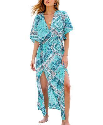 Cupshe Womens Floral Paisley Print M-Slit Beach Dress - Light Product Image