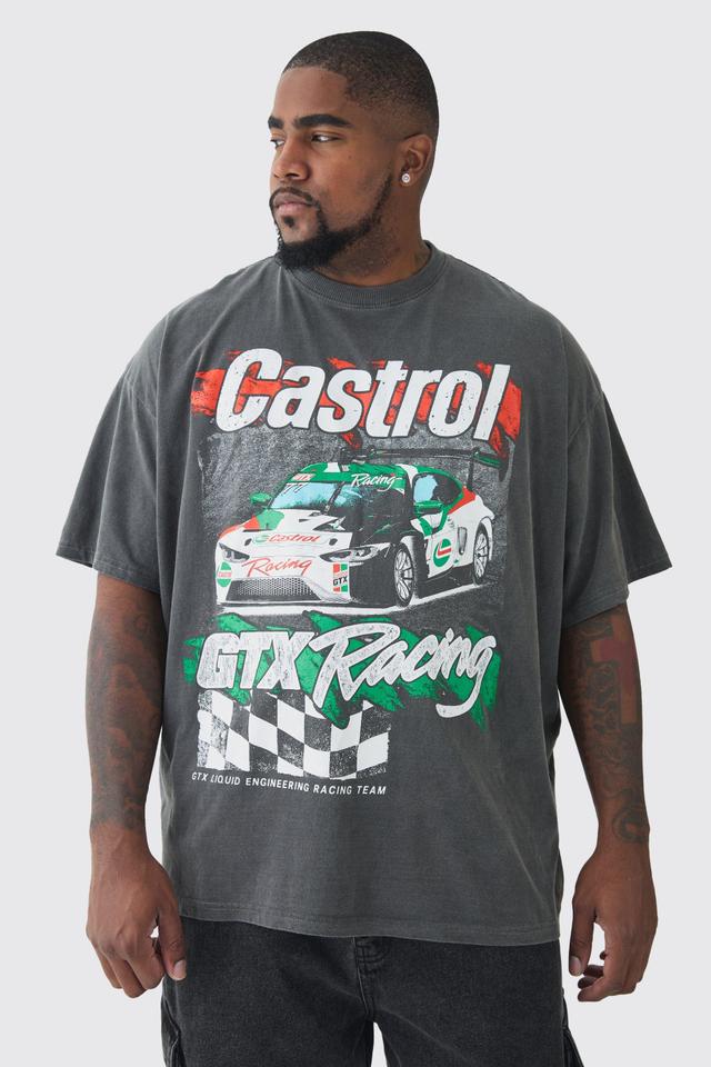 Plus Oversized Castrol GTX Wash License Print T-Shirt | boohooMAN USA Product Image