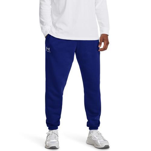 Under Armour Mens Under Armour Essential Fleece Joggers - Mens Marine Od Green/White Product Image