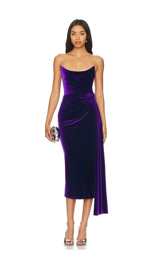 Strapless Twisted Velvet Midi Dress Product Image