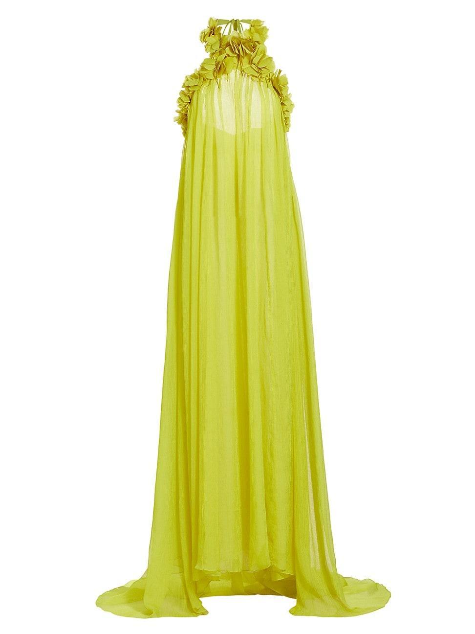 Womens Floral Appliqu Chiffon Gown product image