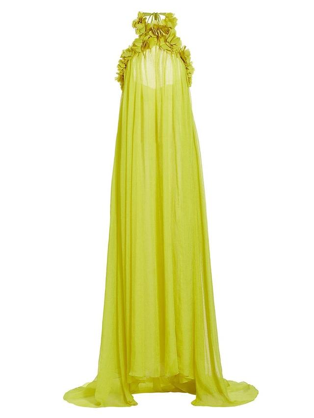 Womens Floral Appliqu Chiffon Gown Product Image