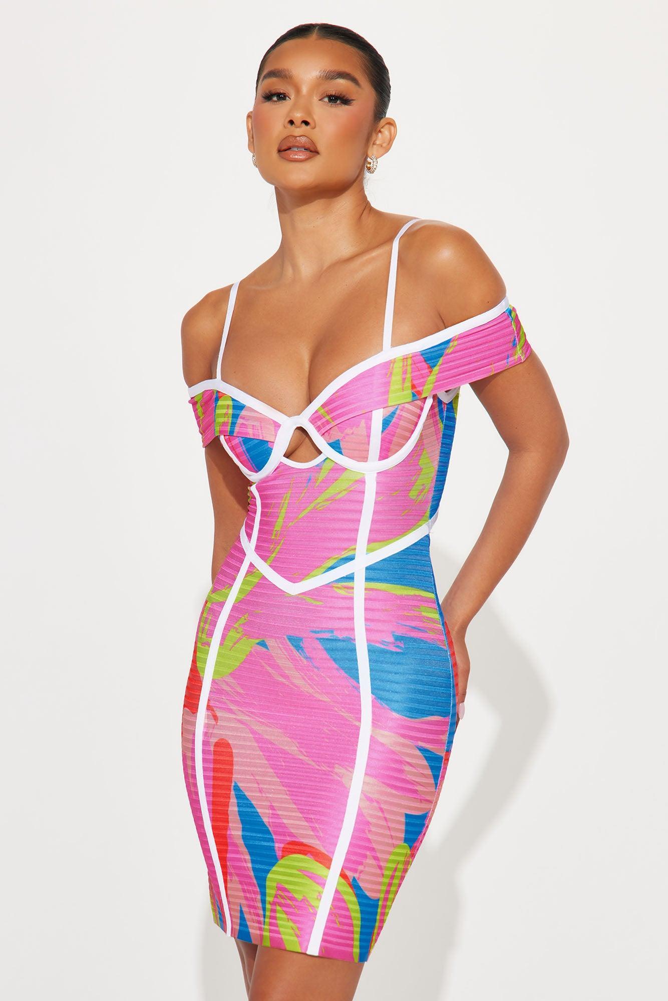 Mali Bandage Mini Dress - Multi Color Product Image