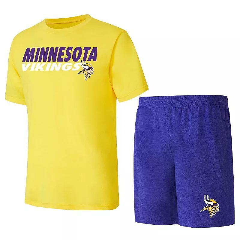 Mens Concepts Sport /Gold Minnesota Vikings Meter T-Shirt & Shorts Sleep Set Product Image