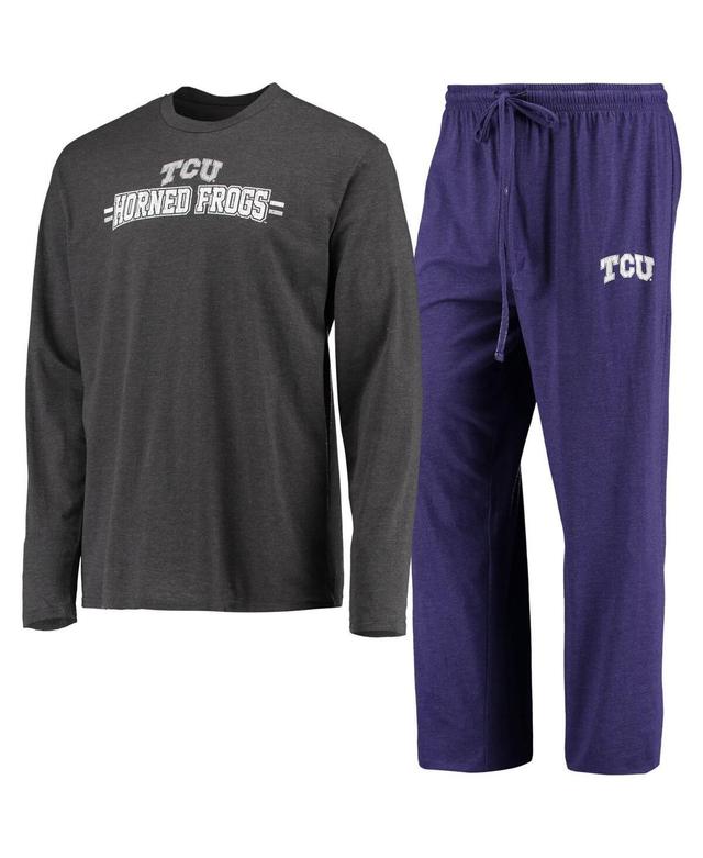 Mens Concepts Sport Purple/Heathered Charcoal TCU Horned Frogs Meter Long Sleeve T-Shirt & Pants Sleep Set Product Image