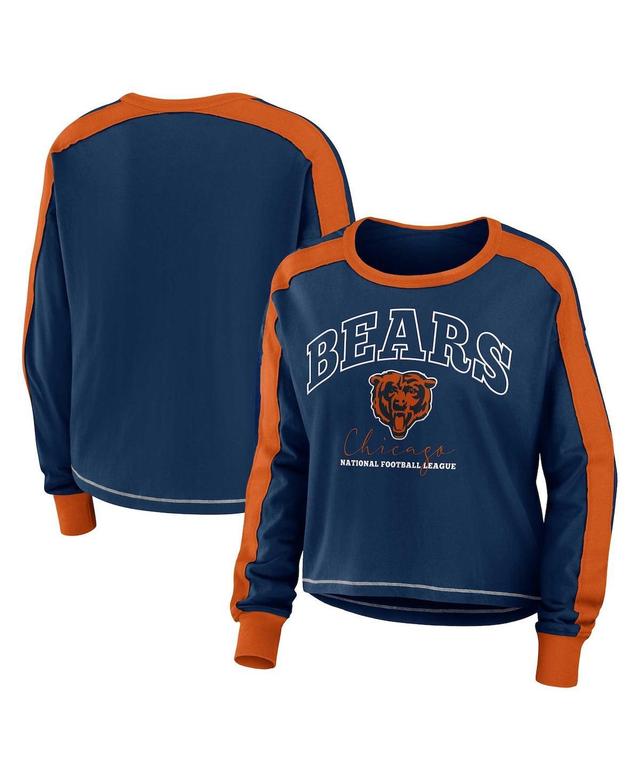 Womens WEAR by Erin Andrews Navy Chicago Bears Plus Size Colorblock Long Sleeve T-Shirt Product Image