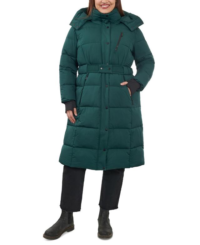 BCBGeneration Womens Plus Size Belted Hooded Puffer Coat Product Image