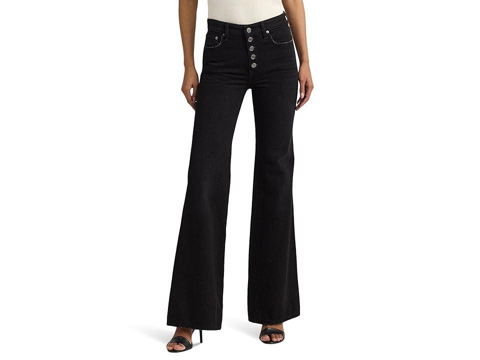 LAUREN Ralph Lauren Petite High-Rise Flare Jean Wash) Women's Jeans Product Image