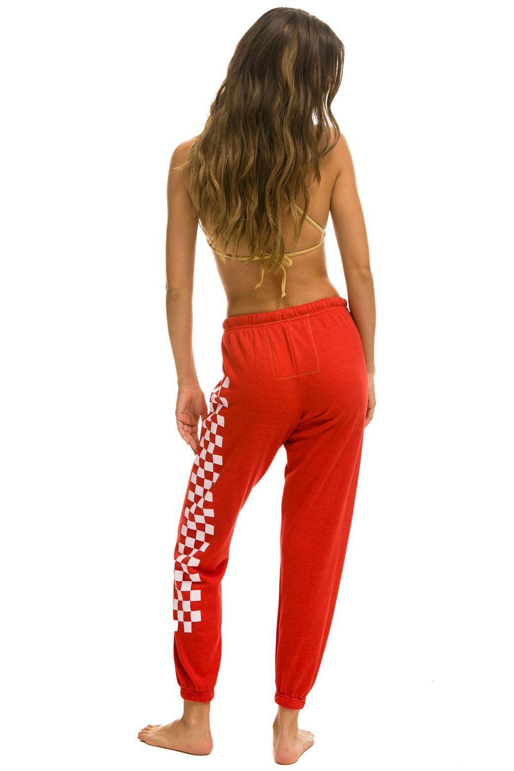 CHECK LEG SWEATPANTS - RED // WHITE Female Product Image