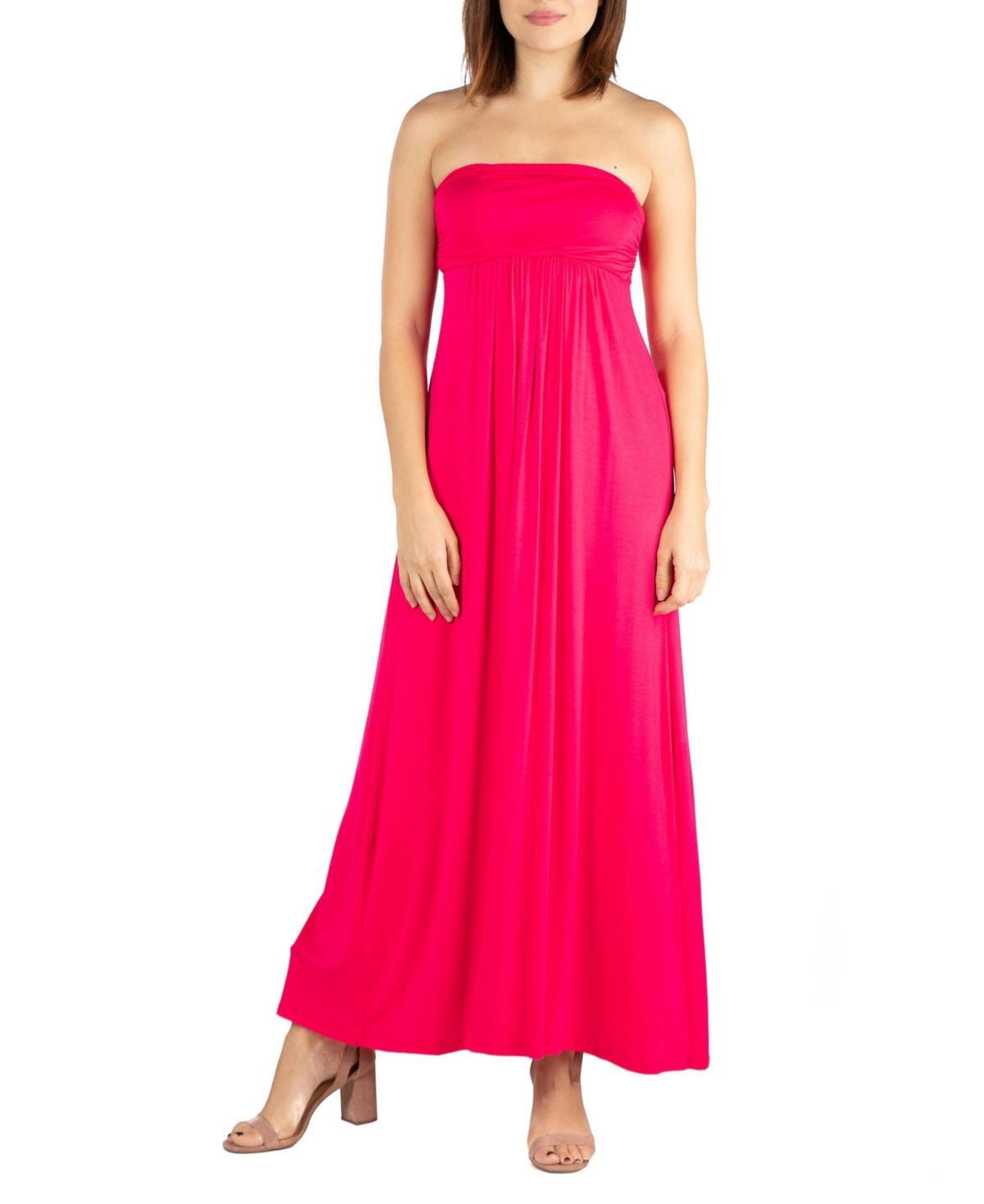 24seven Comfort Apparel Womens Strapless Empire Waist Maxi Dress Product Image