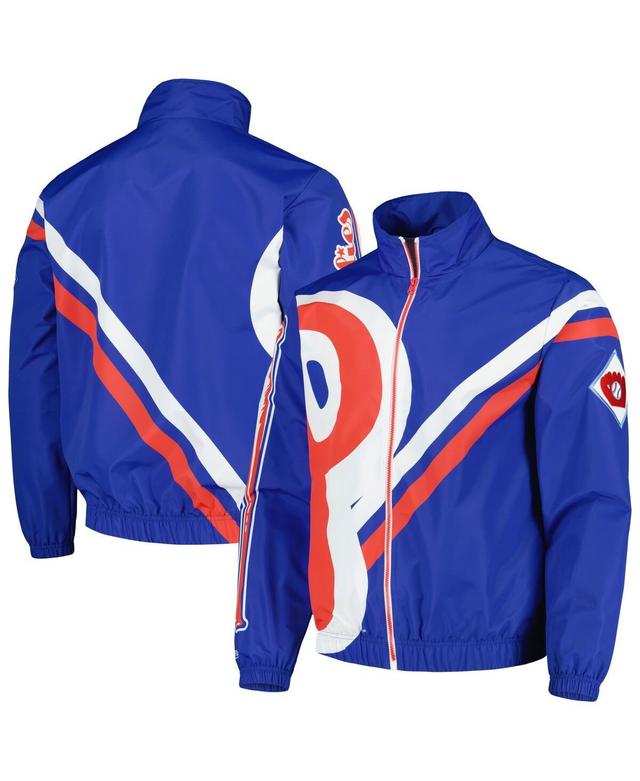 Mens Mitchell & Ness Royal Philadelphia Phillies Exploded Logo Warm Up Full-Zip Jacket Product Image