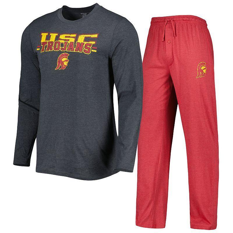 Mens Concepts Sport Cardinal/Charcoal USC Trojans Meter Long Sleeve T-Shirt & Pants Sleep Set Product Image