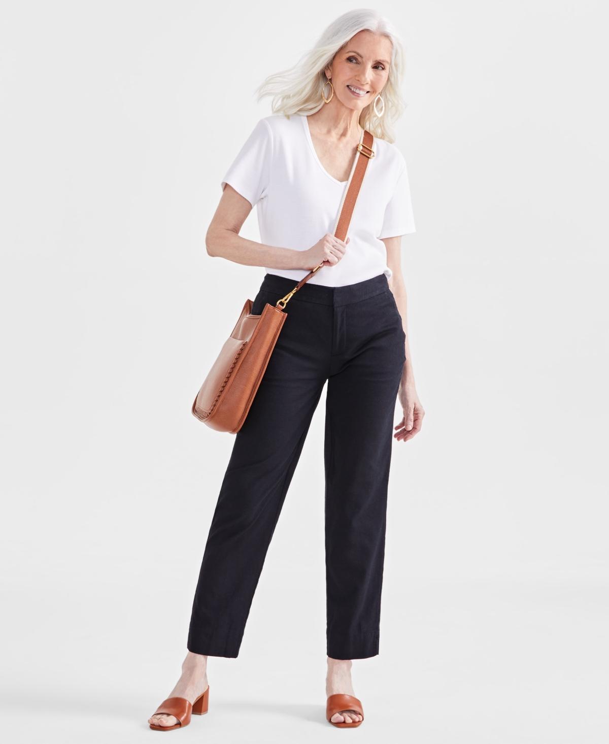 Style & Co Womens Mid-Rise Linen Blend Ankle-Length Pants, Created for Macys Product Image