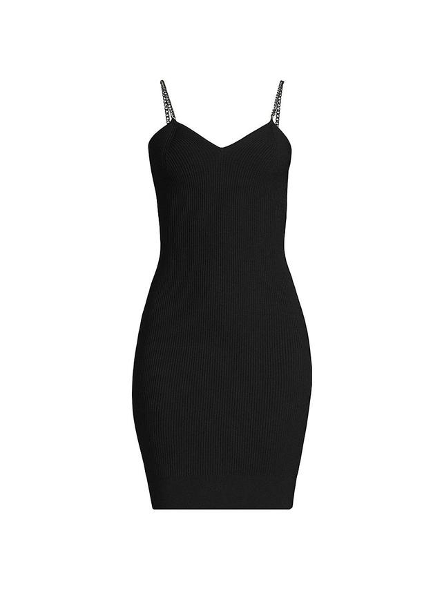 Womens Ribbed Chain-Strap Mini Dress Product Image