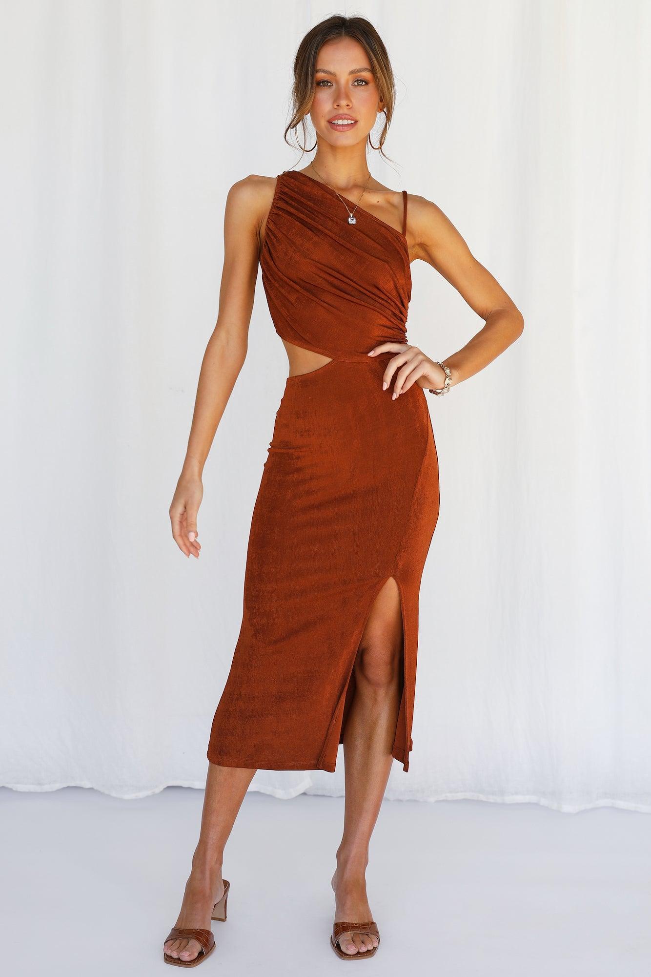 Block It Out Midi Dress Rust Product Image