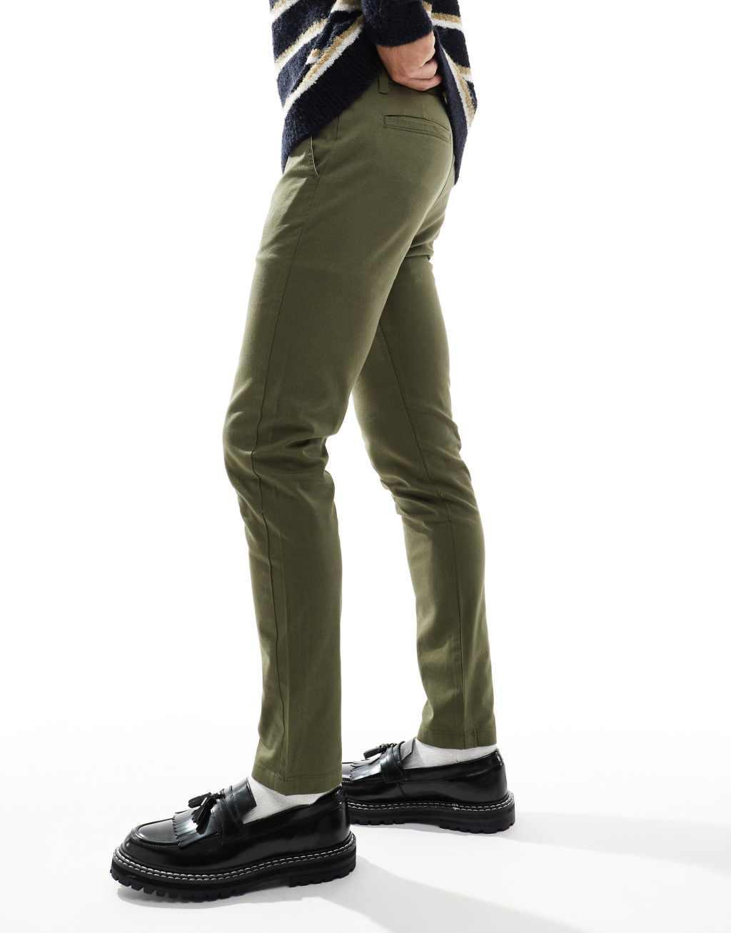 ASOS DESIGN skinny chinos in khaki Product Image