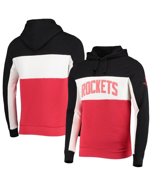 Mens Junk Food Black/White Houston Rockets Wordmark Colorblock Fleece Pullover Hoodie Product Image