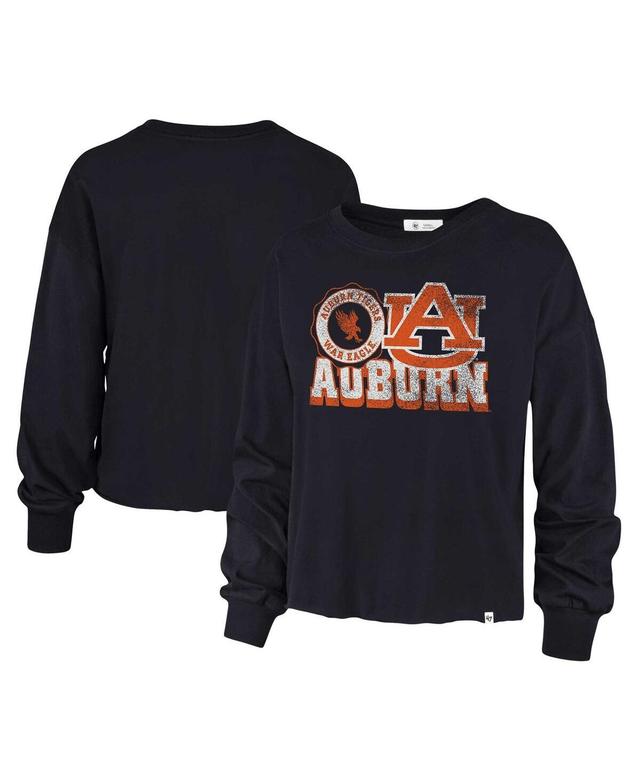 Womens 47 Brand Navy Distressed Auburn Tigers Bottom Line Parkway Long Sleeve T-shirt Product Image